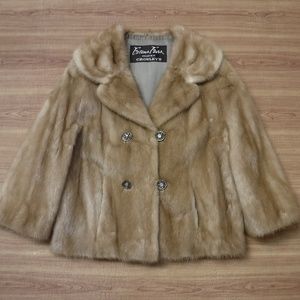 Evans Fur Honey Beige Genuine Mink Coat